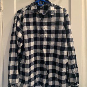Uniqlo Navy White Checkered Flannel